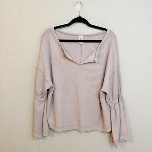We The Free Waffle  Bell Sleeve Blouse‎ Medium Lilac